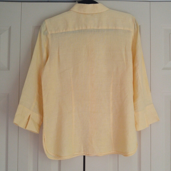 Talbots Yellow Irish Linen Blouse - Picture 2 of 8